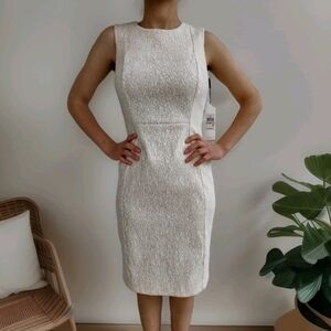 NWT Calvin Klein Cream Patterned Mini Dress (Size 6P)